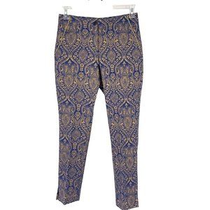 EP Pro High Waisted Gold Baroque Women’s Pants SZ 4 Blue Paisley Tapered Golf